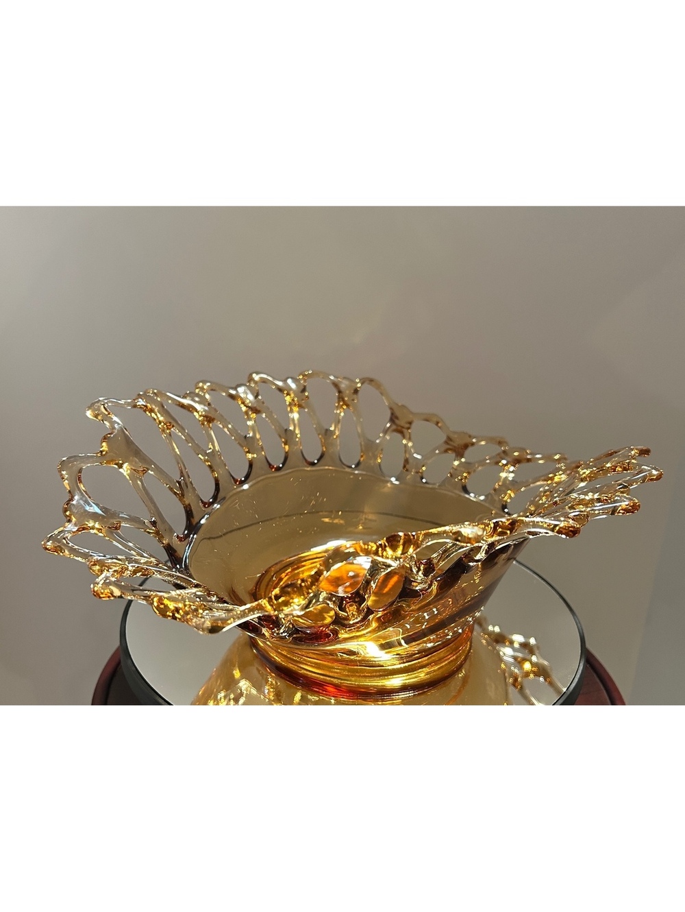 Westmoreland Glass Amber Doric Lace Centerpiece Bowl